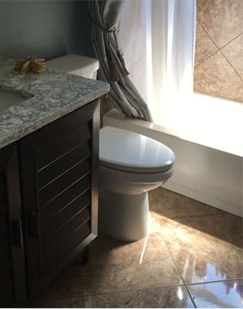 Whit Porcelain Toilet in Sunlight Bathroom