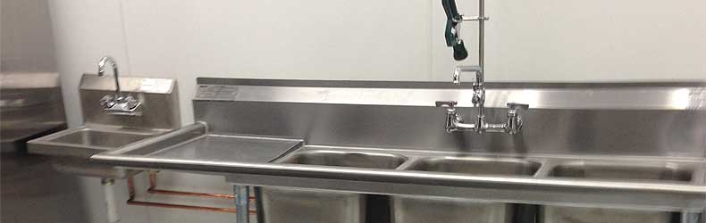 Stainless Steel 3 Compartment Commercial Sink and Faucet
