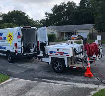 Drain Jetting Machine outside a West Tampa Home