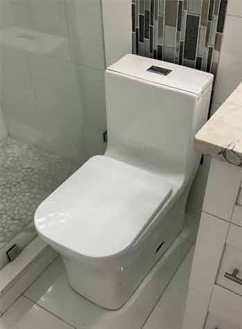 White porcelain one piece modern toilet with push button flush