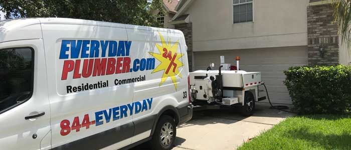 Emergency Plumbing Van At A Home 