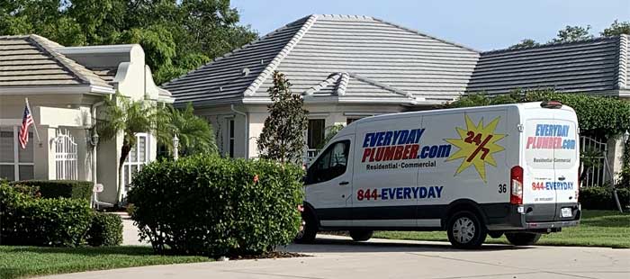 EVERYDAYPLUMBER.com plumbing van in front of a residential home in Brandon, FL