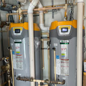 Dual Commercial Gas Water Heaters installation in building in Valrico, FL