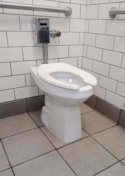 Commercial toilet with auto sensor flush valve installed in Tampa
