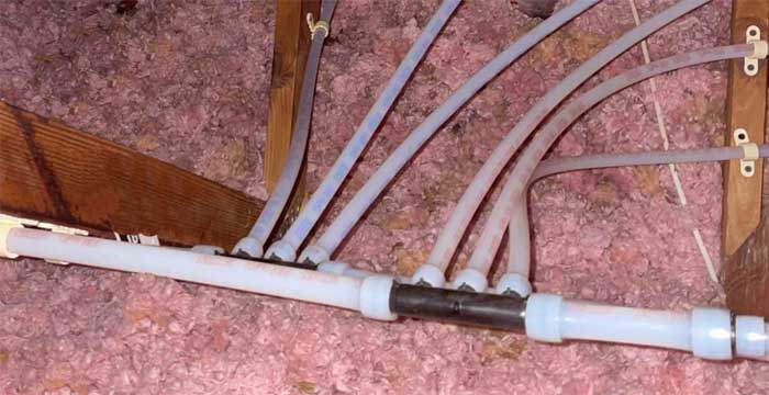 Uponor Pex-A piping  in an attic used in a repipe in a Tampa home