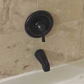 Single handle, brushed bronze tub and shower valve