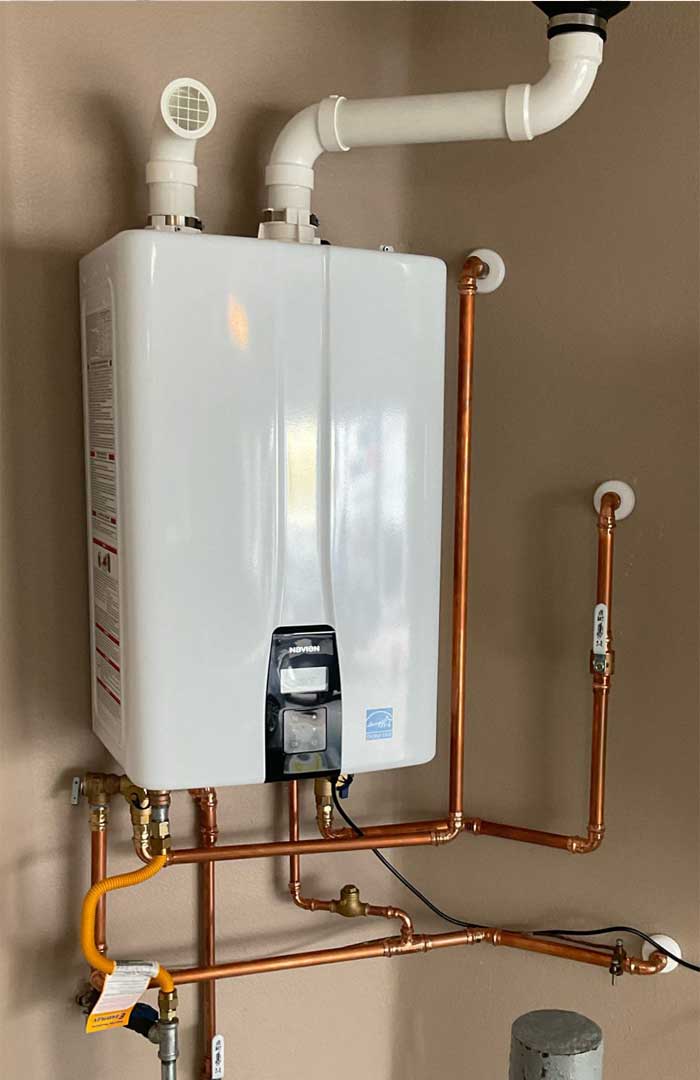 Navien tankless gas water heater installation in a Tampa home