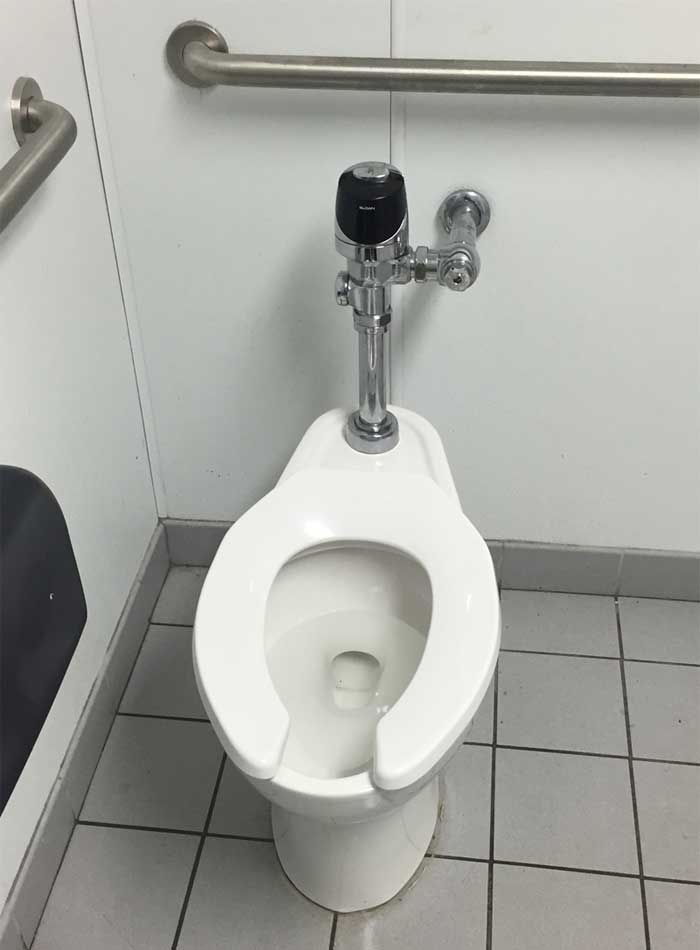 Commercial toilet with a no touch flush sensor installed in a commercial facility in Tampa