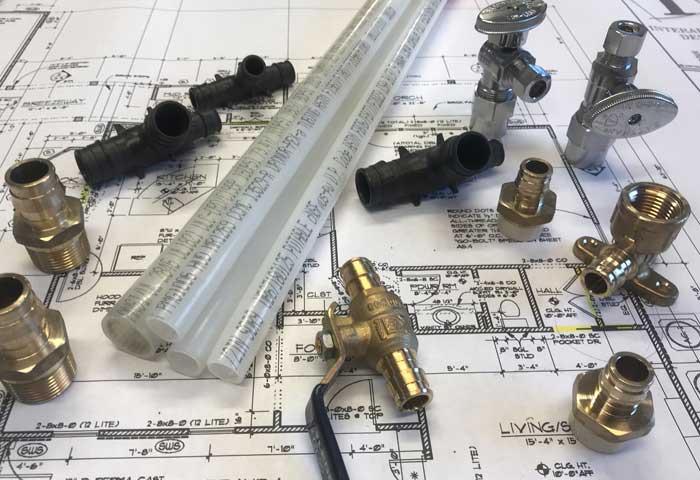 Pipes and fittings for repairing leaking pipes or Re-piping a home.