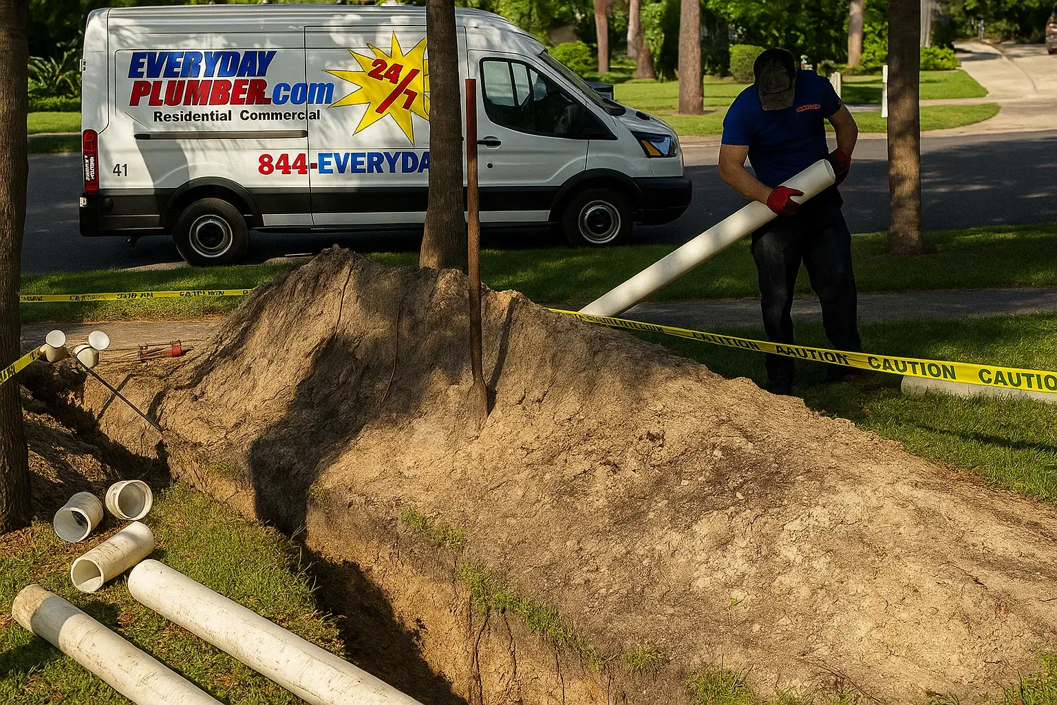 EVERYDAYPLUMBER.com expert plumber performing pipe replacement — careful, professional service for Seminole Heights plumbing needs