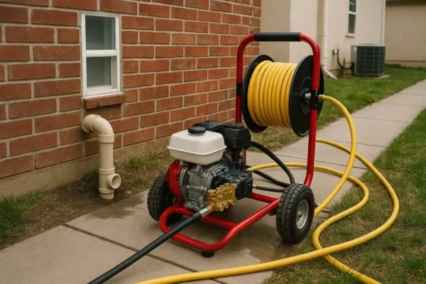 Hydro jetting equipment for routine drain cleaning at a Tampa home