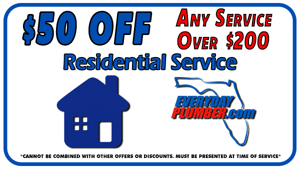 $50 off any residential plumbing service over $200 coupon from EVERYDAYPLUMBER.com, Tampa plumbers