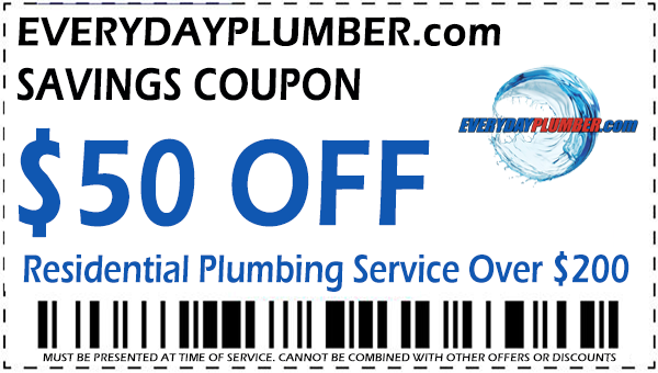 EVERYDAYPLUMBER.com $50 off residential plumbing service over $200 coupon
