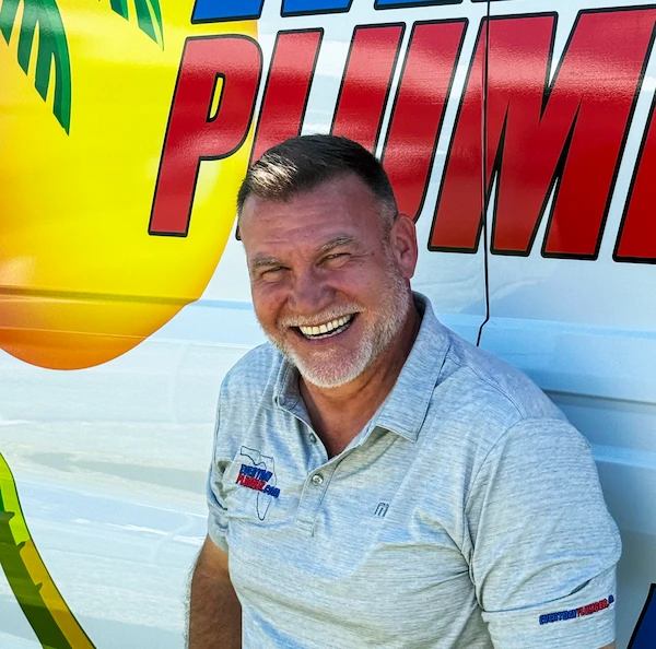 mike-haisten-master-plumber-everydayplumber-tampa Mike Haisten, Master Plumber and owner of EverydayPlumber.com, in front of an EverydayPlumber.com service truck in Tampa Bay