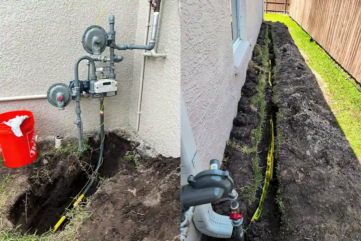 Gas line excavation and emergency repair at Tampa Bay residence — EVERYDAYPLUMBER.com licensed master plumber gas line service