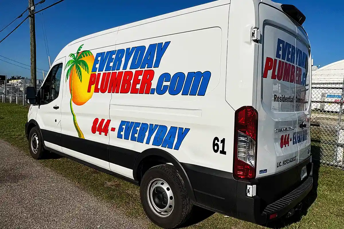 EVERYDAYPLUMBER.com branded service van — licensed Tampa Bay emergency plumbers serving Hillsborough Pinellas and Pasco counties since 2012