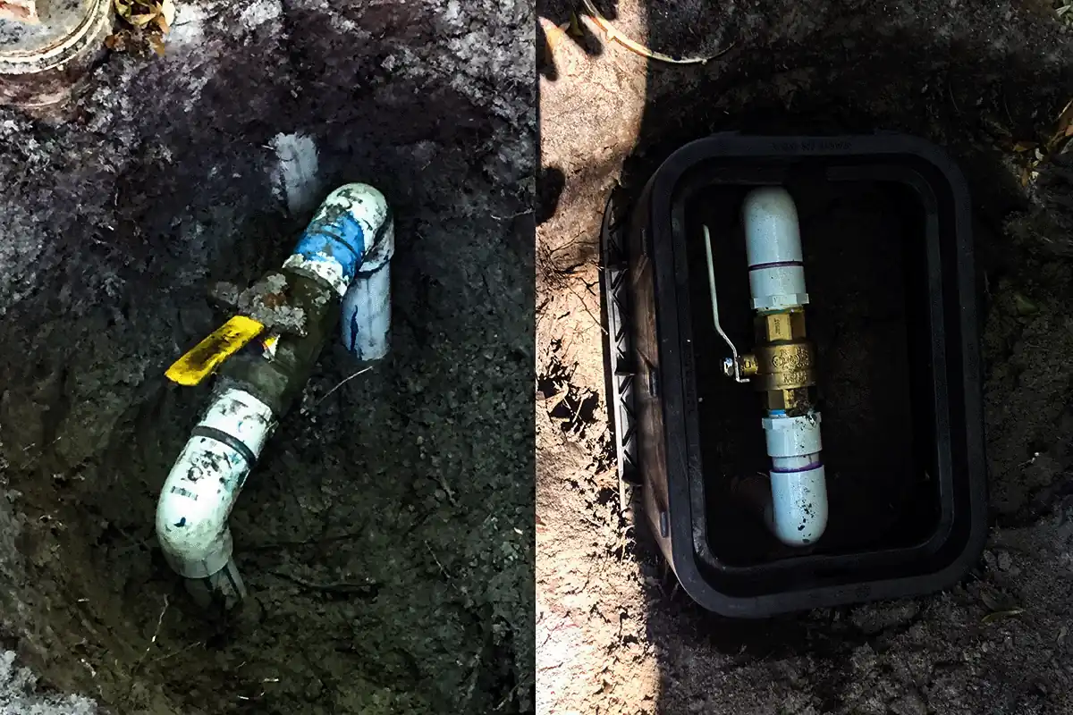 Underground water line repair with couplings at buried service connection points — EVERYDAYPLUMBER.com Tampa Bay