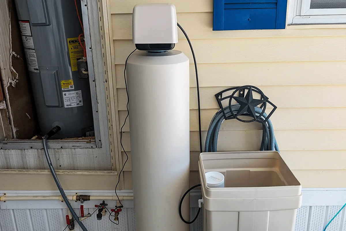 Whole-home water softener and filtration system installed outside a Tampa Bay home — water filtration and softening — EVERYDAYPLUMBER.com Tampa Bay